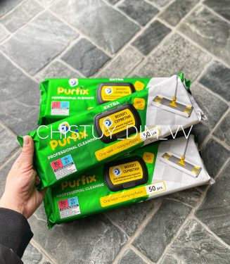 Вологі серветки для прибирання підлоги Purfix Extra з антибактеріальним ефектом 50 шт